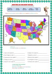 English Worksheet: How Well do you Know the USA?