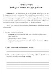 English Worksheet: Fawlty Towers writing exercise