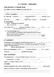 English Worksheet: X+Y trailer worksheet