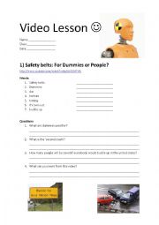 English Worksheet: Video: Safety belts first! 