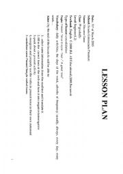 English Worksheet: lesson plan