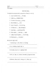 English Worksheet: prepositions of time 