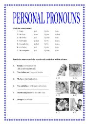English Worksheet: Personal Pronouns