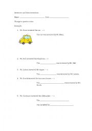 English Worksheet: Inventions passive voice