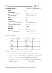 Verb test 5th grade