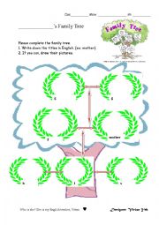 English Worksheet: family tree