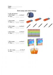 English Worksheet: School things