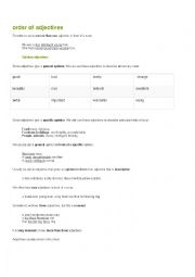 English Worksheet: Order of adjective