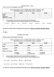 English Worksheet: sport, vocabulary test 