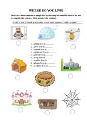 English Worksheet: where do you live