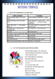 English Worksheet: Buying things_Speaking elementary