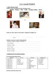 English Worksheet: Little Miss Sunshine - At the restaurant