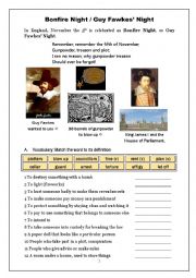 English Worksheet: Bonfire Night