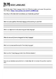 English Worksheet: Body Language