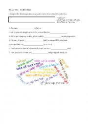 English Worksheet: Phrasel verbs - controlled task