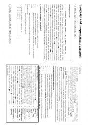 English Worksheet: reading comprehenion and language activities 