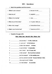 English Worksheet: WH Questions (Business) - Basic / Elementary levels