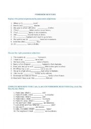 English Worksheet: Possessive adjetives - for teens / adults