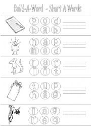 English Worksheet: Build a Word - Short A Vowel