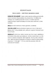 English Worksheet: PICK-A-CARD SENTENCE BUILDING GAME
