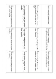 Flashcards to act out present and past continuous