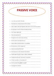 English Worksheet: PASSIVE VOICE