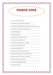 English Worksheet: PASSIVE VOICE