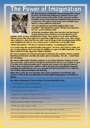 English Worksheet: Reading Comprehension The Power of Imagination