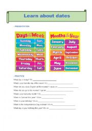 English Worksheet: Months and days of the week