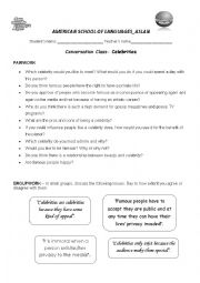 English Worksheet: Talking About Celebrities