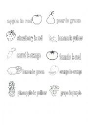 English Worksheet: fruits and colors