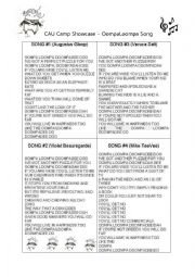 English Worksheet: oompa loompa song