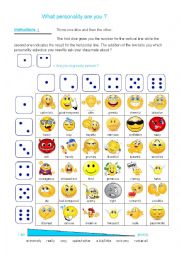 English Worksheet: Personality dice game