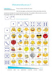 English Worksheet: Personality dice game