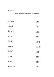 English Worksheet: Ordinal Numbers