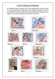 English Worksheet: The Greek Gods