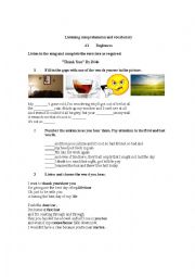 English Worksheet: Listening comprehension and vocabulary practice THANK YOU by DIDO