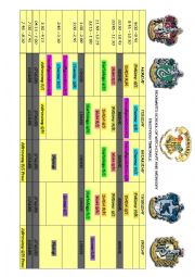 Hogwarts 1st year timetable