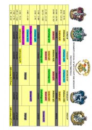 English Worksheet: Hogwarts 1st year timetable