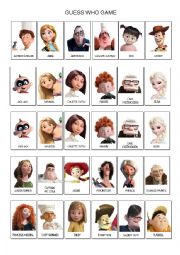 GUESS GAME DISNEY PIXAR ESL worksheet by