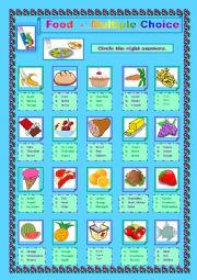 English Worksheet: Food  -  Multiple Choice