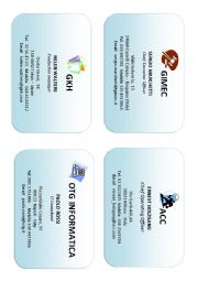 English Worksheet:  business cards    fac-simile