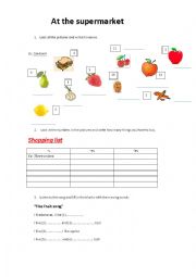 English Worksheet: At the supermarket