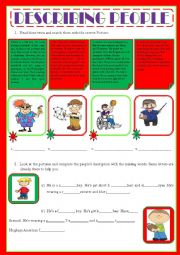 English Worksheet: DESCRIBING PEOPLE 