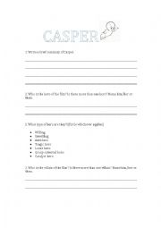 English Worksheet: Casper the Movie- Heroes & Villains