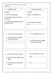 English Worksheet: the present : simple / progressive