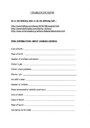 English Worksheet: charles dickens webquest