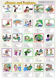 English Worksheet: games and pastime