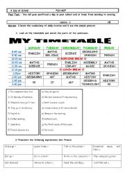 English Worksheet: A Day at School Lesson1