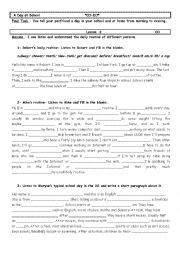 English Worksheet: A Day at School Lesson2